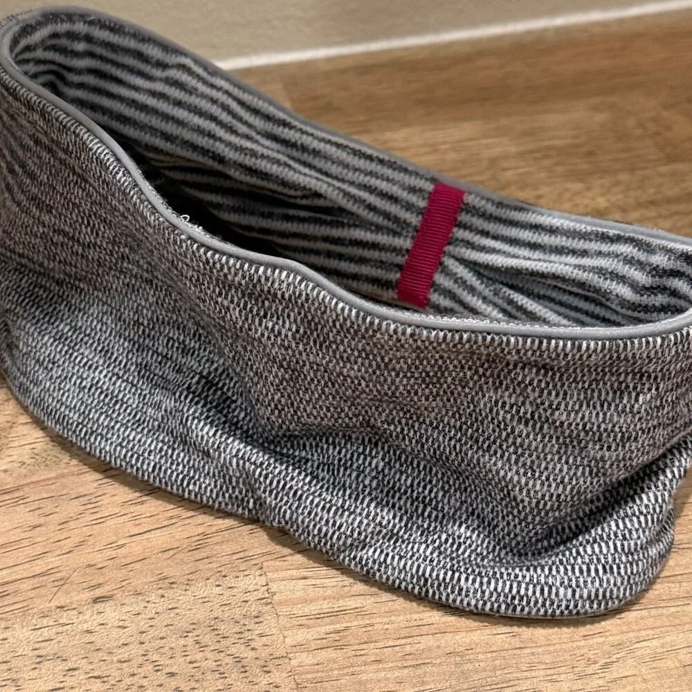 lululemon athletica Gray and Pink Stripe Wide Knit Headband